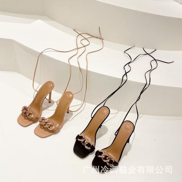 square head chain thin high-heeled women's shoes summer one-line belt tied foot high-heeled sandals women's shoes, Black
square head chain thin high-heeled women's shoes summer one-line belt tied foot high-heeled sandals women's shoes, Black