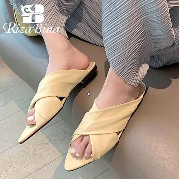 slippers rizabina real leather slipper for home pointed toe flat heel folds solid color sandal shoes beach desigh footwear size 33-40, Black
slippers rizabina real leather slipper for home pointed toe flat heel folds solid color sandal shoes beach desigh footwear size 33-40, Black
