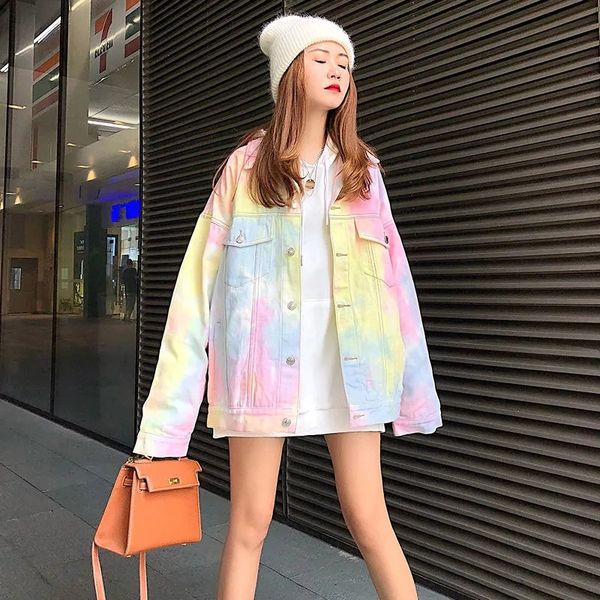 women's jackets gradient jean jacket, long-sleeve loose coat cean with colored lashing for urban fashion women, spring designer harajuk, Black;brown
women's jackets gradient jean jacket, long-sleeve loose coat cean with colored lashing for urban fashion women, spring designer harajuk, Black;brown