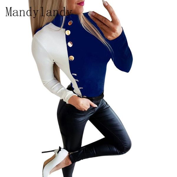 women's t-shirt mandylandy casual long sleeve o-neck spring and autumn fashion stitching single-breasted slim, White
women's t-shirt mandylandy casual long sleeve o-neck spring and autumn fashion stitching single-breasted slim, White