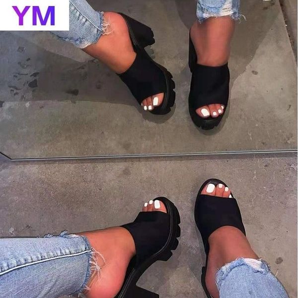 sandals summer platform women open toes high heel pu women's shoes solid color square heels beach zapatillas mujer, Black
sandals summer platform women open toes high heel pu women's shoes solid color square heels beach zapatillas mujer, Black