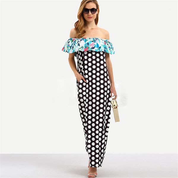 womens off the shoulder ruffle garden point party bohemi beach dress maxi women's swimwear, White;black
womens off the shoulder ruffle garden point party bohemi beach dress maxi women's swimwear, White;black