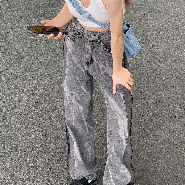women's jeans summer street dress girl style irregular tie-dye high waist show thin casual pants, Blue
women's jeans summer street dress girl style irregular tie-dye high waist show thin casual pants, Blue