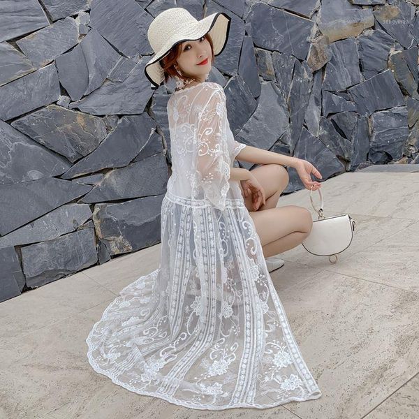 women's swimwear summer 2021 fashion casual white shirt embroidery long women clothes batwing sleeve loose blouse kimono cardigan, White;black
women's swimwear summer 2021 fashion casual white shirt embroidery long women clothes batwing sleeve loose blouse kimono cardigan, White;black