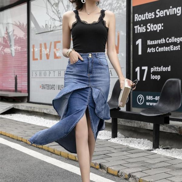 skirts real po fishtail skirt summer female denim half length high waist thin one step buttock, Black
skirts real po fishtail skirt summer female denim half length high waist thin one step buttock, Black