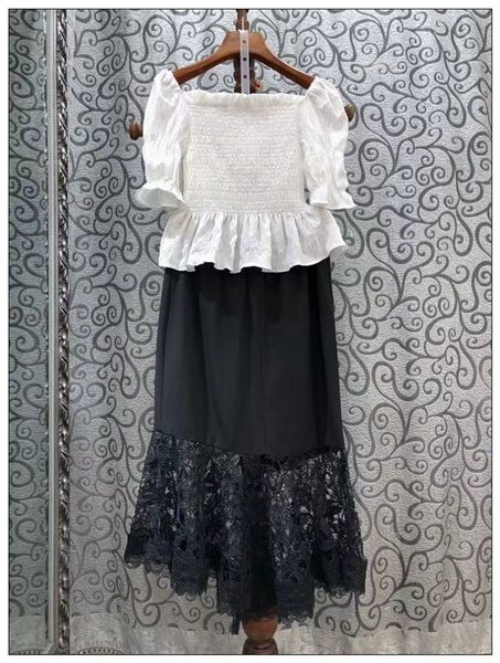 ladies skirt summer fashion 2 piece set women slash neck blouse+hollow out lace patchwork midi asymmetrical skirt sets ladies, White
ladies skirt summer fashion 2 piece set women slash neck blouse+hollow out lace patchwork midi asymmetrical skirt sets ladies, White