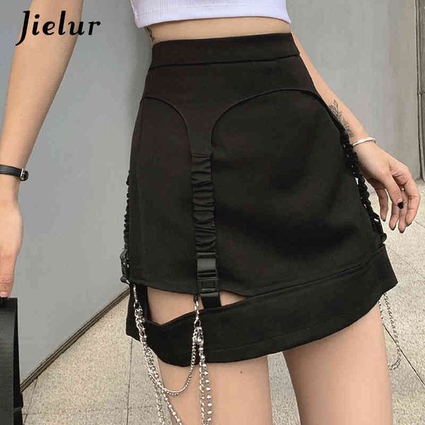 jielur black a-line skirt summer high street metal chain women's skirt hollow out split package hip faldas skirts s-xl 210412
jielur black a-line skirt summer high street metal chain women's skirt hollow out split package hip faldas skirts s-xl 210412
