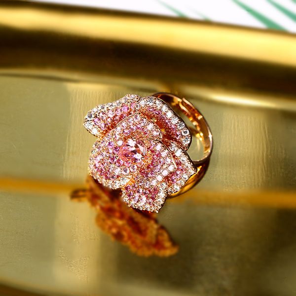 pink zircon diamond three dimensional rose mountain camellia ring fashion jewelry accessories, Silver
pink zircon diamond three dimensional rose mountain camellia ring fashion jewelry accessories, Silver