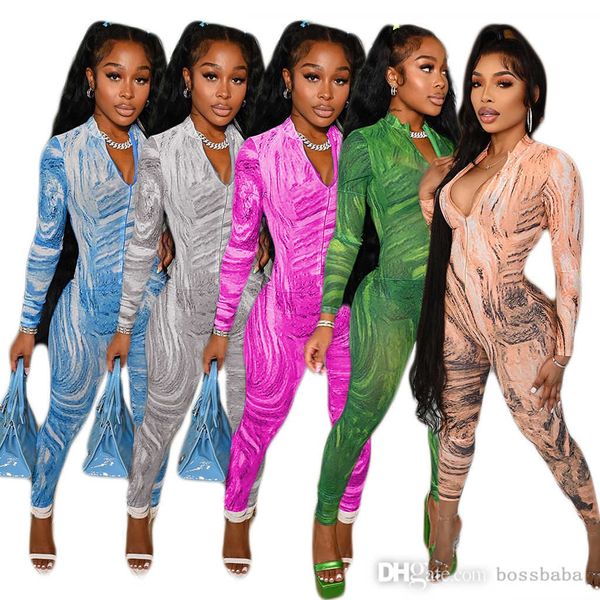 women jumpsuits deisgner slim onesies tie dye printed bodycon romper long sleeve bodysuit v-neck zipper capris full length dhl, Black;white
women jumpsuits deisgner slim onesies tie dye printed bodycon romper long sleeve bodysuit v-neck zipper capris full length dhl, Black;white