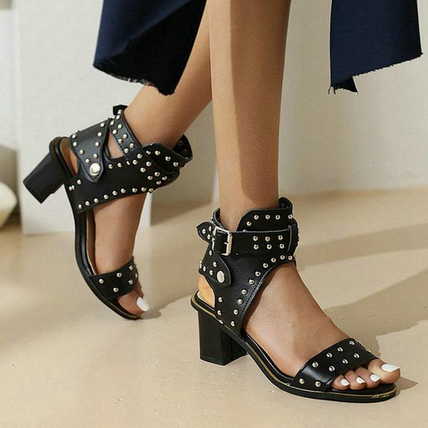 sandals black brown pu leather women open toe square heel ladies summer shoes buckle rivet fashion women's plus size 43
sandals black brown pu leather women open toe square heel ladies summer shoes buckle rivet fashion women's plus size 43