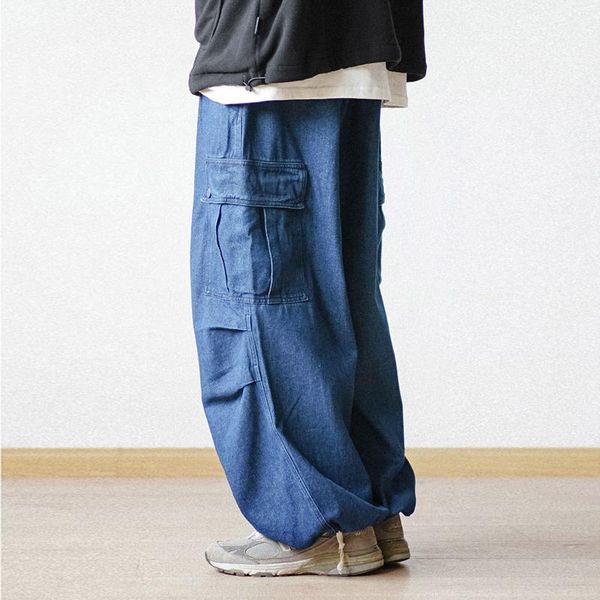 men's jeans multi-pocket cargo mens streetwear baggy wide leg denim pants casual work trousers dad men, Blue
men's jeans multi-pocket cargo mens streetwear baggy wide leg denim pants casual work trousers dad men, Blue