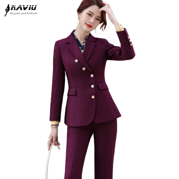 high-end business pants suits women winter fashion temperament long sleeve blazer and office ladies formal overalls women's two piece, White
high-end business pants suits women winter fashion temperament long sleeve blazer and office ladies formal overalls women's two piece, White