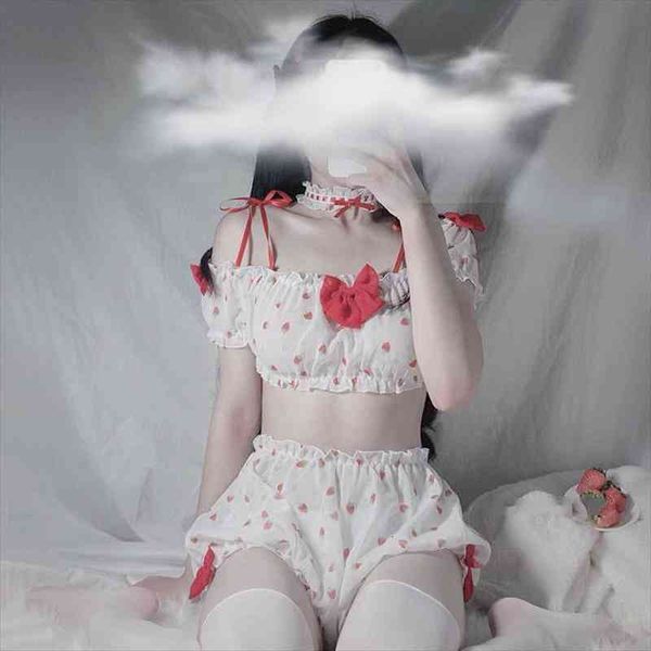 cute lingerie uniform women kawaii lace bow strawberry short sleeve shorts lolita underwear nightwear pajamas set, Gray
cute lingerie uniform women kawaii lace bow strawberry short sleeve shorts lolita underwear nightwear pajamas set, Gray