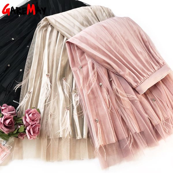 women's velvet pleated pearl beading skirt tulle high waist for women beads tulle s jupe femme 210428, Black
women's velvet pleated pearl beading skirt tulle high waist for women beads tulle s jupe femme 210428, Black