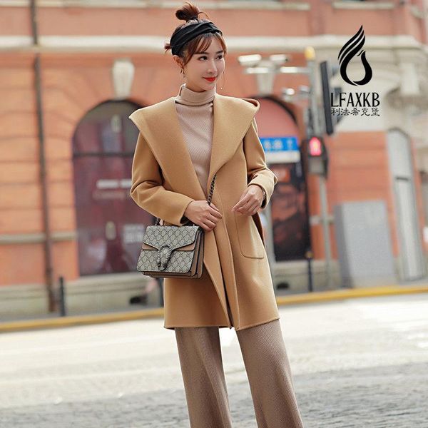 girl autumn winter solid color hooded short double faced wool pure hand sewing slim fashion coat women's jackets, Black;brown
girl autumn winter solid color hooded short double faced wool pure hand sewing slim fashion coat women's jackets, Black;brown