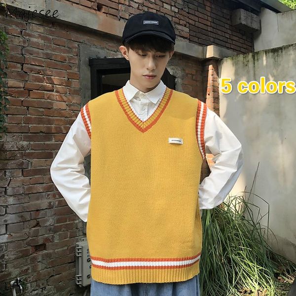 men sweater vest loose couples patchwork panelled v-neck knitted sweaters male spliced ins personal all-match casual students men's ves, Black;white
men sweater vest loose couples patchwork panelled v-neck knitted sweaters male spliced ins personal all-match casual students men's ves, Black;white