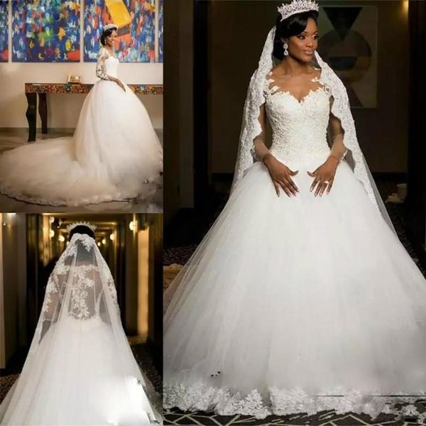 2021 long sleeves wedding dresses bridal ball gown illusion back scoop neck custom made plus size castel chapel vestidos de noiva, White
2021 long sleeves wedding dresses bridal ball gown illusion back scoop neck custom made plus size castel chapel vestidos de noiva, White
