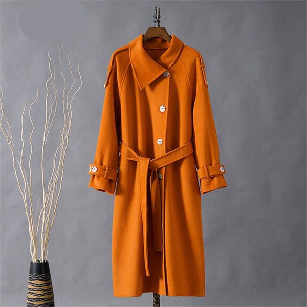 women's wool & blends winter fashion mid-length style lapel long-sleeved solid color double-sided coat temperament female trendy h381, Black
women's wool & blends winter fashion mid-length style lapel long-sleeved solid color double-sided coat temperament female trendy h381, Black