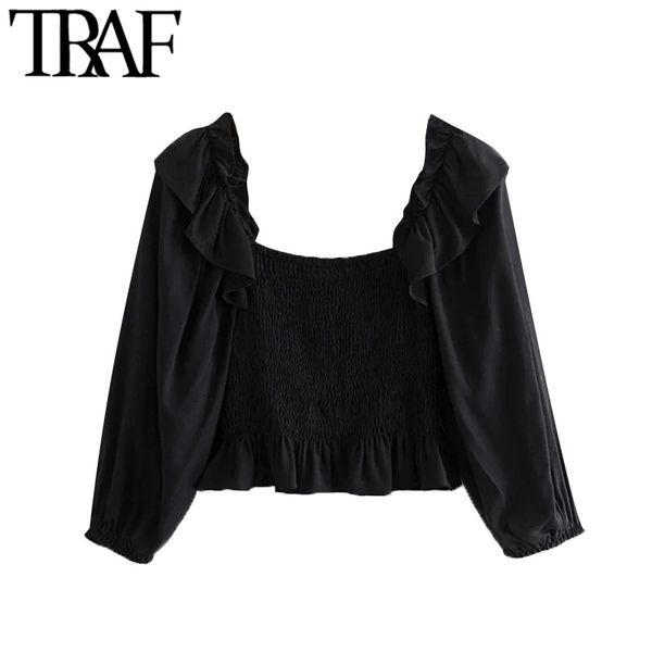 traf women fashion smocked elastic cropped blouses vintage three quarter sleeve ruffled female shirts chic 210415, White
traf women fashion smocked elastic cropped blouses vintage three quarter sleeve ruffled female shirts chic 210415, White