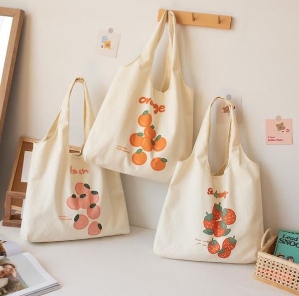 dhl50pcs shopping bags women canvas large capacity orange strawberry prints shoulder bag
dhl50pcs shopping bags women canvas large capacity orange strawberry prints shoulder bag