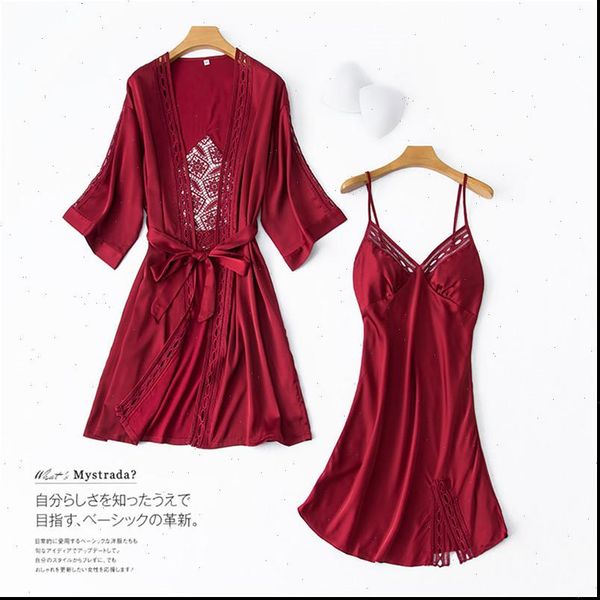 robe amp gown sets women sleepwear lace sleep back hollowed pijama ladies nightwear bathrobe night dress with chest pads, Black;red
robe amp gown sets women sleepwear lace sleep back hollowed pijama ladies nightwear bathrobe night dress with chest pads, Black;red