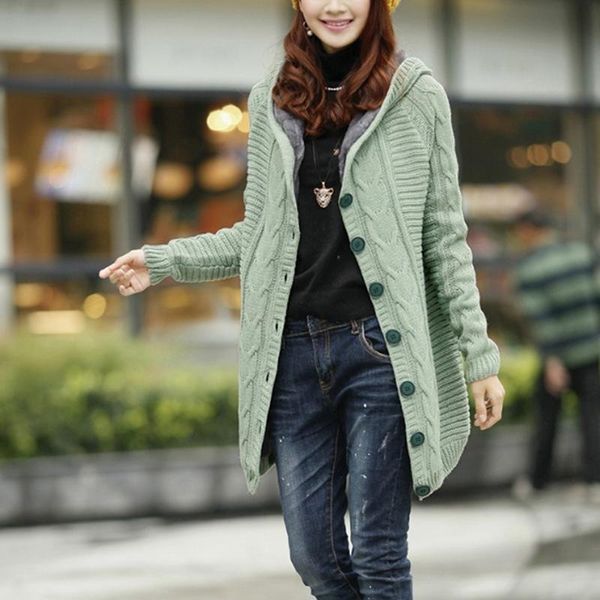 women's knits & tees women winter hooded knitted cardigan thicken warm long sleeve twist button sweater fashion female knitwear, White
women's knits & tees women winter hooded knitted cardigan thicken warm long sleeve twist button sweater fashion female knitwear, White