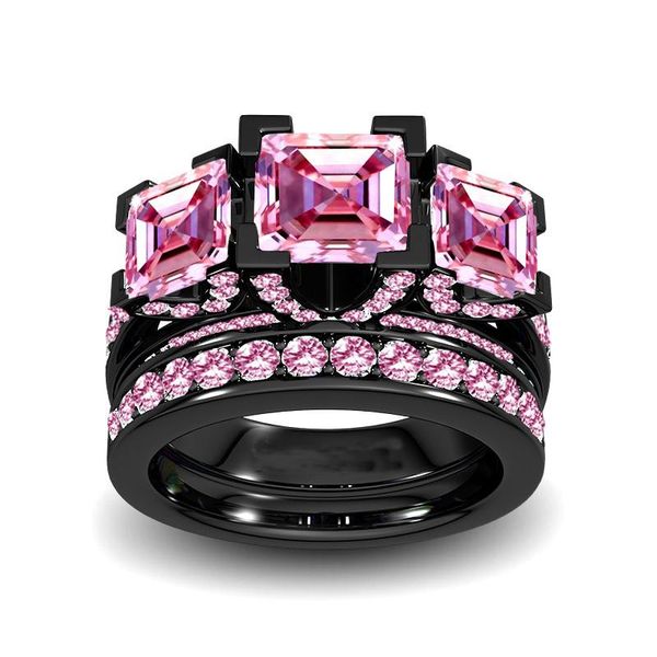 wedding rings size 5-11 luxury jewelry three stone princess cut 8mm 5a pink cubic zirconia cz party women bridal lovers' ring set gift, Slivery;golden
wedding rings size 5-11 luxury jewelry three stone princess cut 8mm 5a pink cubic zirconia cz party women bridal lovers' ring set gift, Slivery;golden