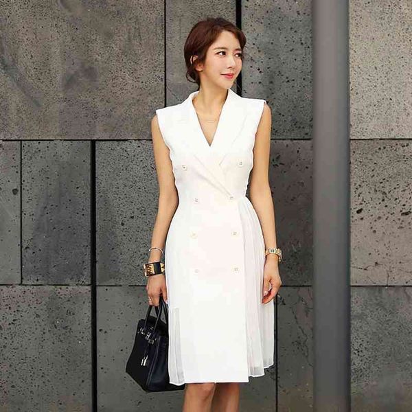 work dresses korean office lady double-breasted v-neck sleeveless stitching dress lu7m, White;black
work dresses korean office lady double-breasted v-neck sleeveless stitching dress lu7m, White;black
