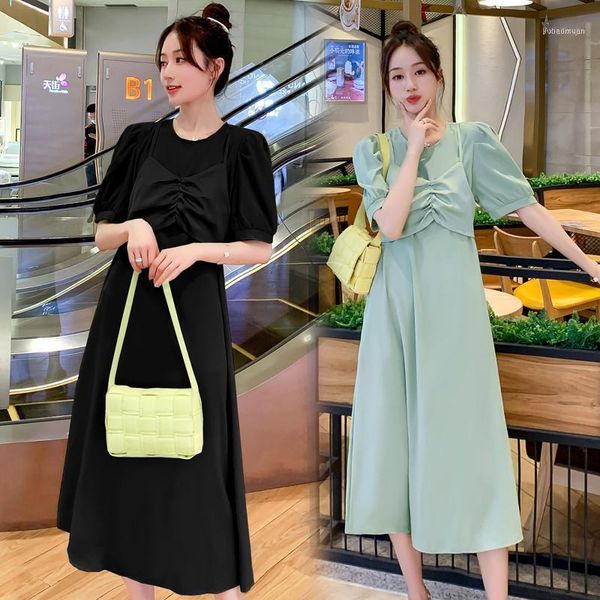 1136# maternity clothes summer short sleeve slimming false two-piece loose stylish dress for pregnant women mom dress1, White
1136# maternity clothes summer short sleeve slimming false two-piece loose stylish dress for pregnant women mom dress1, White