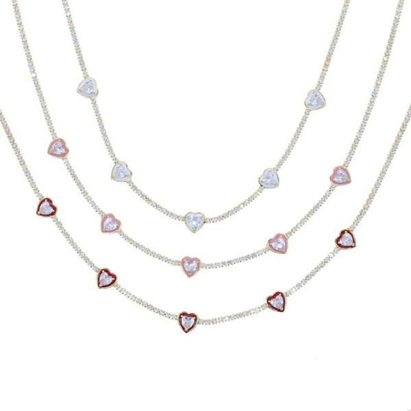 heart charm choker necklace 2021 red pink white enamel sparking clear cubic zirconia cz tennis chain chokers chains, Silver
heart charm choker necklace 2021 red pink white enamel sparking clear cubic zirconia cz tennis chain chokers chains, Silver