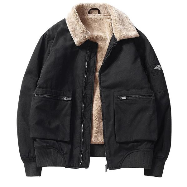 men's jackets winter fleece coat casual military bomber jacket big pockets fur collar cotton thick men outwear windbreaker, Black;brown
men's jackets winter fleece coat casual military bomber jacket big pockets fur collar cotton thick men outwear windbreaker, Black;brown