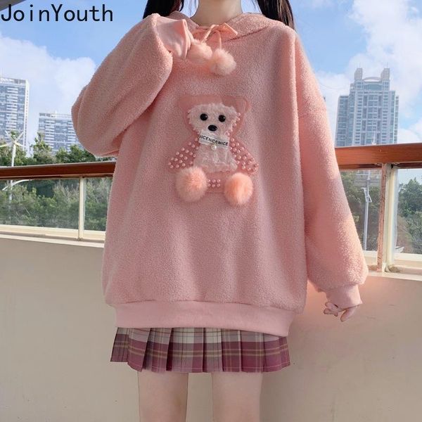 women's hoodies & sweatshirts joinyouth japanese sweatshirt women streetwear oversized outwear cute furry bear beading lamb wool hoode, Black
women's hoodies & sweatshirts joinyouth japanese sweatshirt women streetwear oversized outwear cute furry bear beading lamb wool hoode, Black