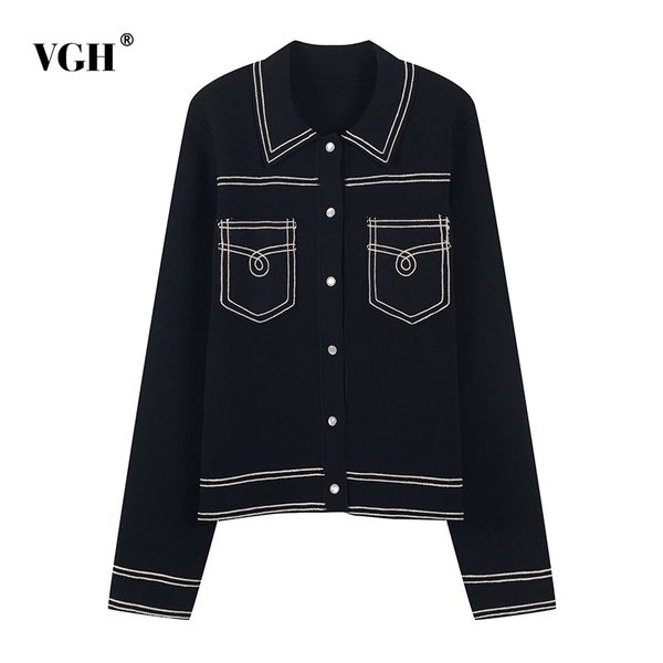 vgh black hit color elegant sweater for women lapel long sleeve straight vintage cardigan female new spring fashion clothes 210421, White;black
vgh black hit color elegant sweater for women lapel long sleeve straight vintage cardigan female new spring fashion clothes 210421, White;black