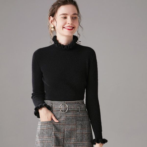 sweaters wool 100% for genuine women half women's turtleneck sweet warm knitted sweater pullover woman kobieta swetry zjt943, White;black
sweaters wool 100% for genuine women half women's turtleneck sweet warm knitted sweater pullover woman kobieta swetry zjt943, White;black