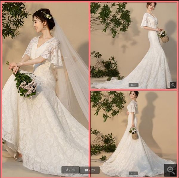 2021 robe de mariage white lace mermaid wedding dress v neckline half sleeve vintage stylish court train bride dresses summer beach muslim w
2021 robe de mariage white lace mermaid wedding dress v neckline half sleeve vintage stylish court train bride dresses summer beach muslim w
