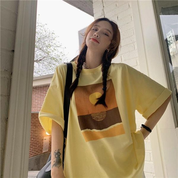 women's t-shirt large 2-300kg summer printed short sleeve korean loose and versatile student net red top, White
women's t-shirt large 2-300kg summer printed short sleeve korean loose and versatile student net red top, White