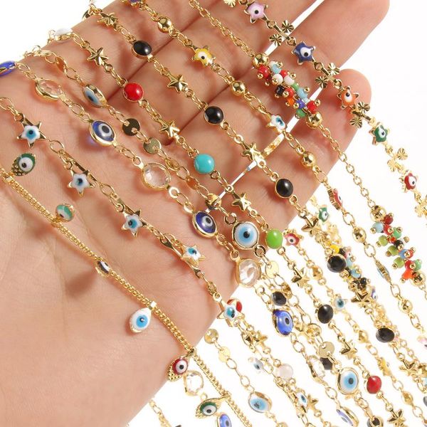 pendant necklaces 1 meter lucky evil eye charm chains gold color chain pendants fashion women jewelry bracelets handmade gifts supplies, Silver
pendant necklaces 1 meter lucky evil eye charm chains gold color chain pendants fashion women jewelry bracelets handmade gifts supplies, Silver