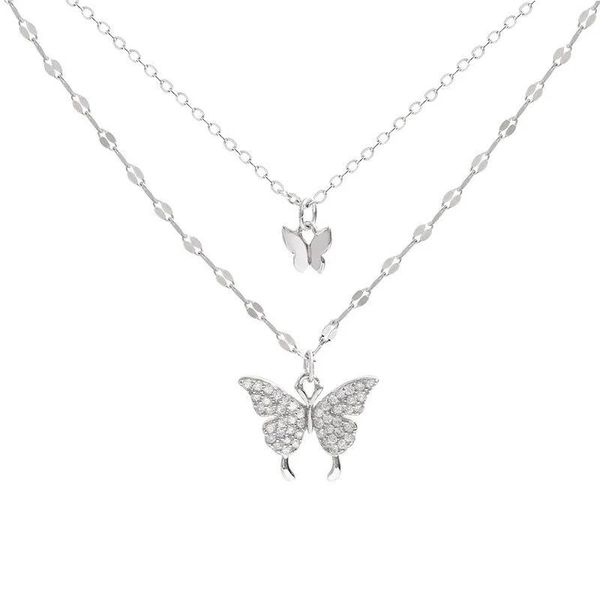 chains shiny butterfly necklace ladies exquisite double layer clavicle chain jewelry for gift, Silver
chains shiny butterfly necklace ladies exquisite double layer clavicle chain jewelry for gift, Silver