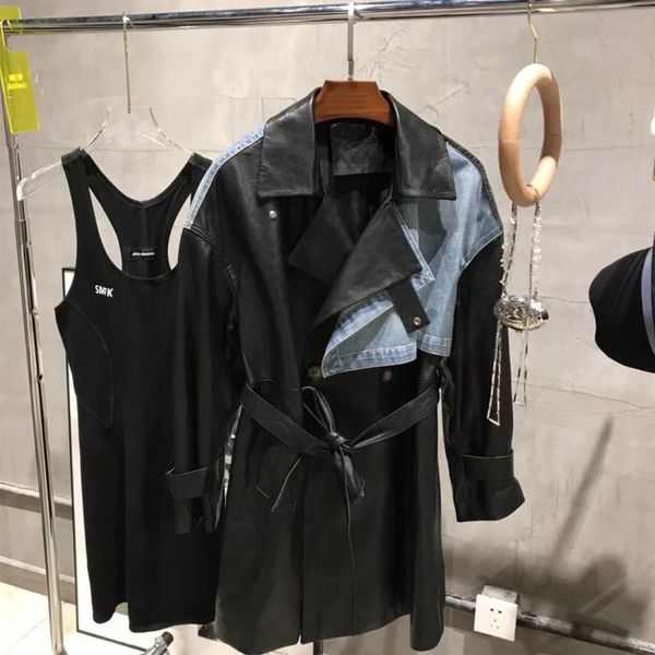 women's leather & faux ladies long casual coat women autumn sheepskin windbreak, Black
women's leather & faux ladies long casual coat women autumn sheepskin windbreak, Black