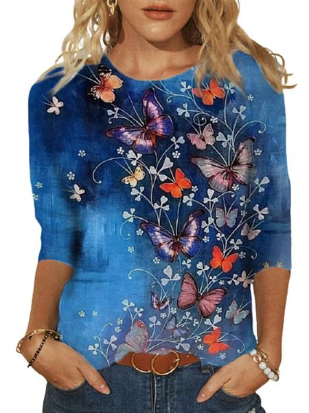 women's t-shirt harajuku elegant butterfly print spring casual long sleeve o-neck lady cotton polyester plus size blue tees, White
women's t-shirt harajuku elegant butterfly print spring casual long sleeve o-neck lady cotton polyester plus size blue tees, White
