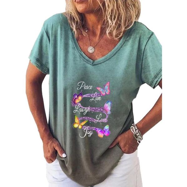women's t-shirt gradient tie-dye women summer butterfly letter printing t shirt short sleeve v neck casual tshirt camisetas mujer, White
women's t-shirt gradient tie-dye women summer butterfly letter printing t shirt short sleeve v neck casual tshirt camisetas mujer, White