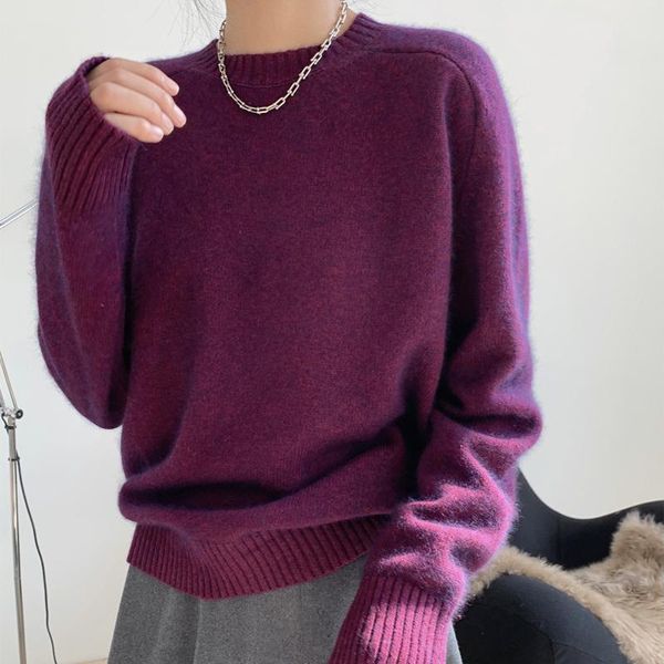 women's sweaters autumn and winter sweater casual solid color round neck long sleeve loose, White;black
women's sweaters autumn and winter sweater casual solid color round neck long sleeve loose, White;black
