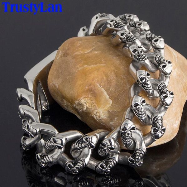 link, chain trustylan punk rock skull man bracelet cool solid 316l stainless steel men's friendship bracelets for men drop jewelry, Black
link, chain trustylan punk rock skull man bracelet cool solid 316l stainless steel men's friendship bracelets for men drop jewelry, Black