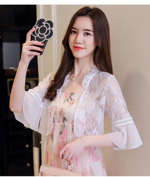 women's sweaters 2021 spring shrug women casual half sleeve lace solid light crop open stitch cardigan short all-match shawl wraps, White;black
women's sweaters 2021 spring shrug women casual half sleeve lace solid light crop open stitch cardigan short all-match shawl wraps, White;black