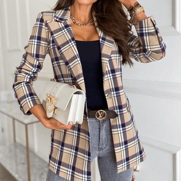 women's suits & blazers plaid single button cardigan autumn women pockets long sleeve winter casual blazer coat office lady 2021 slim o, White;black
women's suits & blazers plaid single button cardigan autumn women pockets long sleeve winter casual blazer coat office lady 2021 slim o, White;black