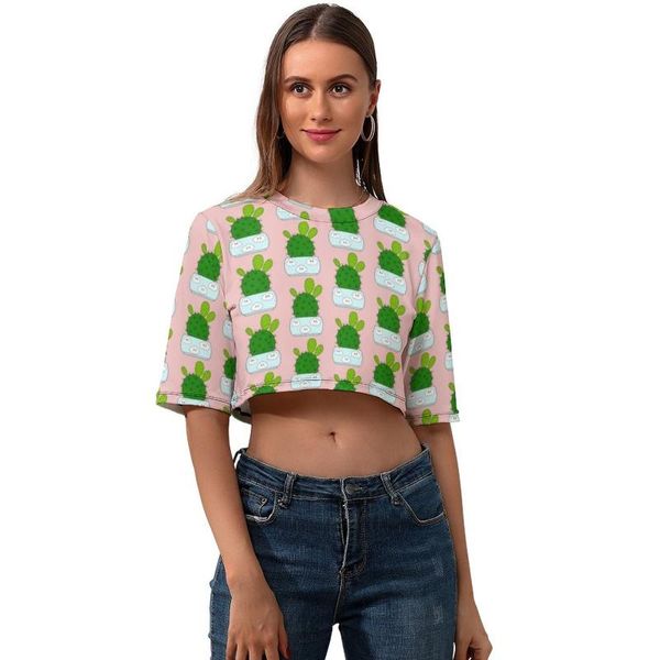 women's t-shirt cactus crop trendy summer t shirt o neck ladies pattern short sleeve polyester tee, White
women's t-shirt cactus crop trendy summer t shirt o neck ladies pattern short sleeve polyester tee, White