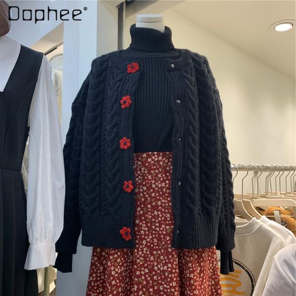 women's knits & tees 2021 spring fashion all-match round neck flower button knitted cardigan sweater coat for women, White
women's knits & tees 2021 spring fashion all-match round neck flower button knitted cardigan sweater coat for women, White