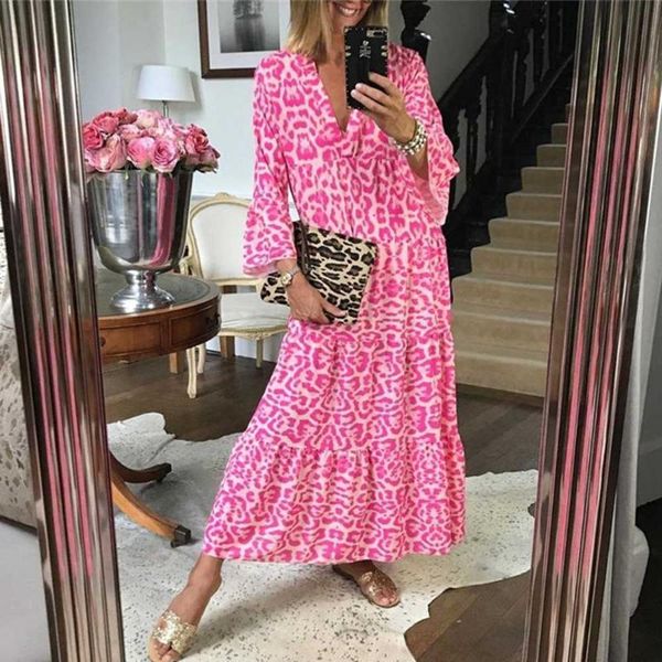casual dresses women's pink leopard printed long maxi loose dress summer v neck sleeve boho party vestidos plus size s-3xl wdc7457, Black;gray
casual dresses women's pink leopard printed long maxi loose dress summer v neck sleeve boho party vestidos plus size s-3xl wdc7457, Black;gray