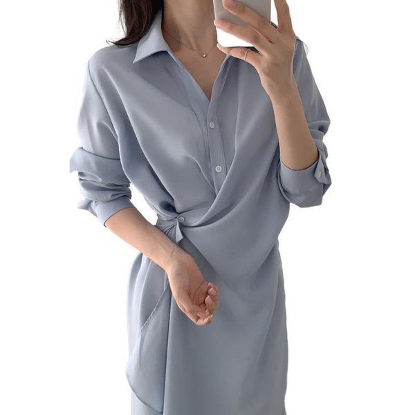 comfortable solid color long sleeve women's dress 2021 spring fashion lapel single breasted irregular shirt a301 casual dresses, Black;gray
comfortable solid color long sleeve women's dress 2021 spring fashion lapel single breasted irregular shirt a301 casual dresses, Black;gray