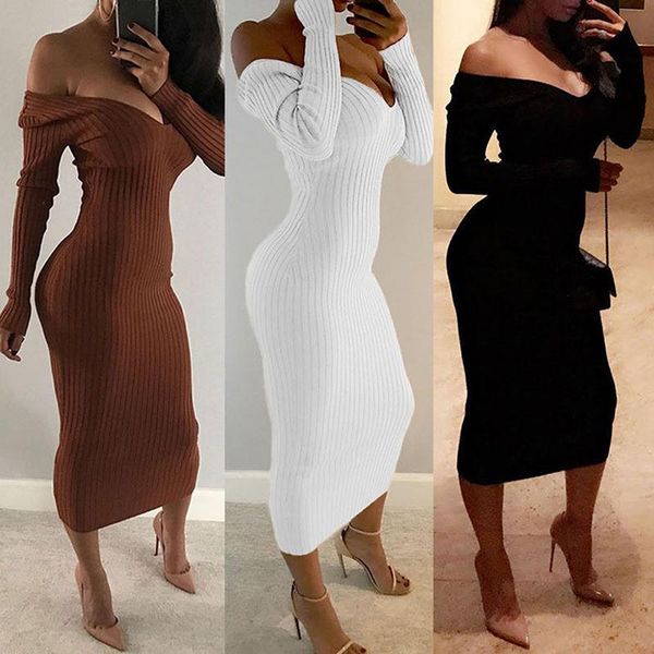 casual dresses gaoke long sleeve v neck off shoulder bodycon ribbed knit dress women autumn winter solid slim midi, Black;gray
casual dresses gaoke long sleeve v neck off shoulder bodycon ribbed knit dress women autumn winter solid slim midi, Black;gray